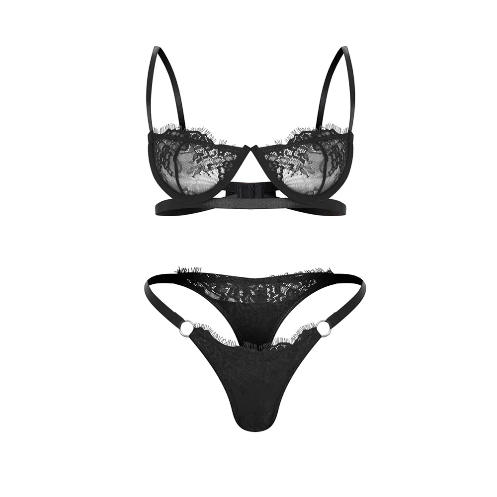 

Sexy Women's Bra Female Intimate Sexy See-through Push-up Bra and Brief Set Lace Lace Women's Underwear Set Sexy Lingerie Set