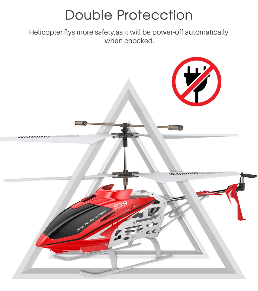 SYMA официальный S39 3CH Радиоуправляемый вертолет с функцией удержания высоты, алюминий, 2 батареи, анти-шок, пульт дистанционного управления, игрушка в подарок