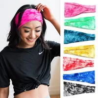 50pcs 2021 Tie Dye Cycling Yoga Sport Sweat Headband Men Sweatband For Men Women Yoga Hair Bands Head Sweat Bands Sports Safety