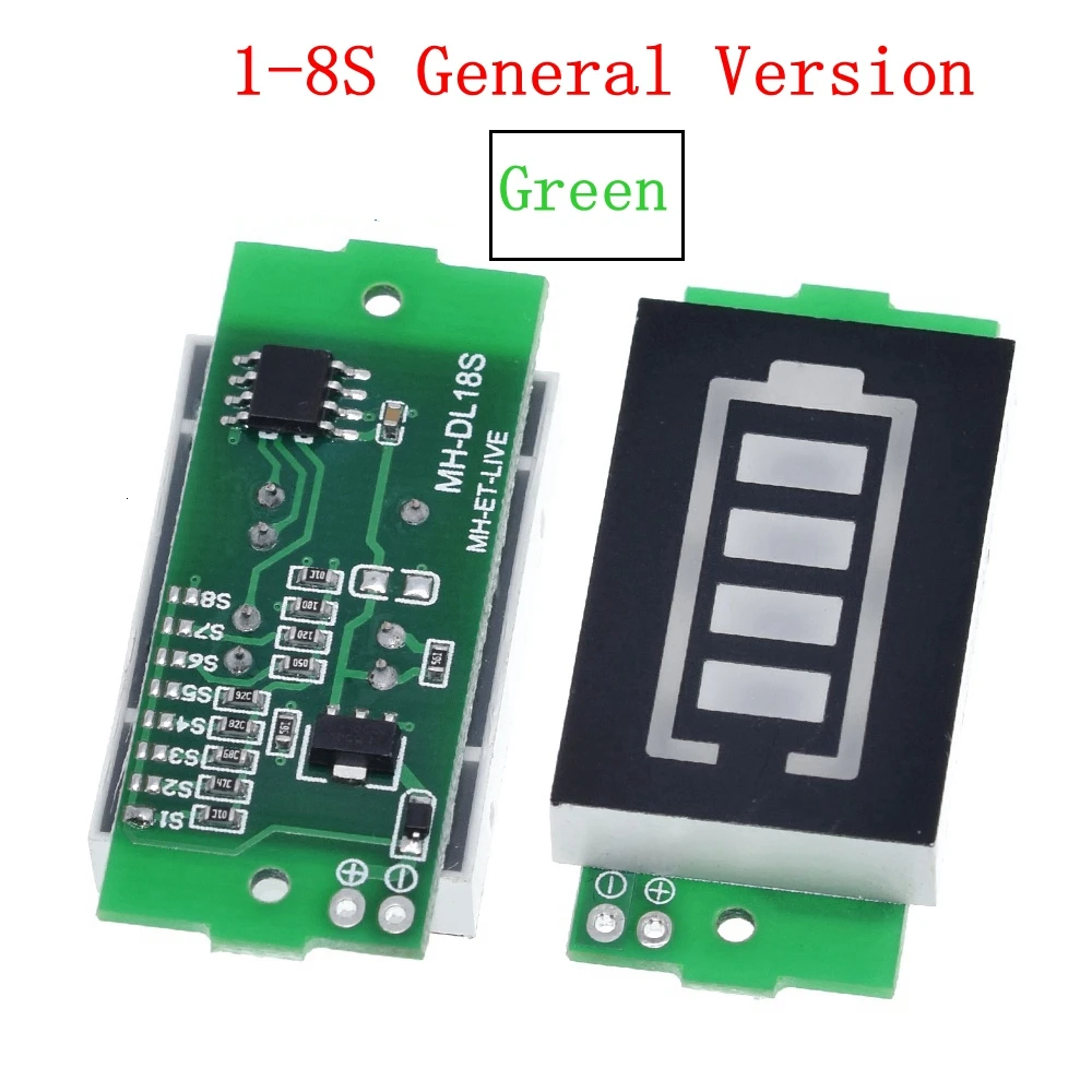 1-8S Green General 1S 2S 3S 4S одиночный индикатор емкости литиевой батареи 3,7 V синий дисплей тестер мощности литий-ионной батареи для электромобиля 4,2 V - Цвет: 1-8S Green General