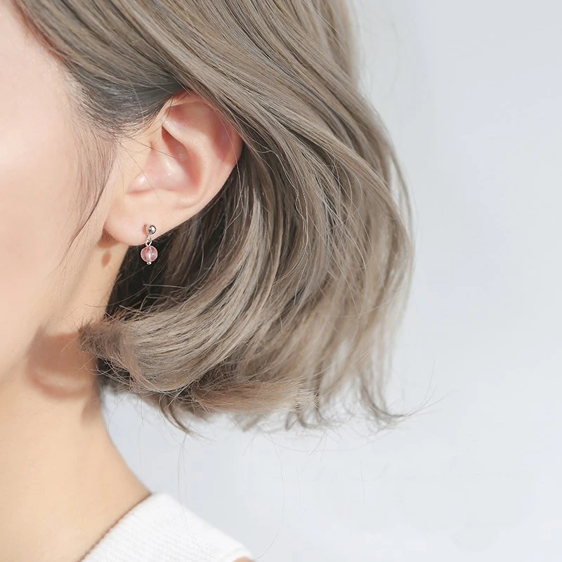 Ruifan розовый натуральный камень клубника кварц женские серёжки из настоящего 925