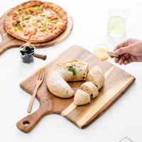 acacia wood pizza peel serving platter with handle cheese paddle fruit chopping board tray for bread steak