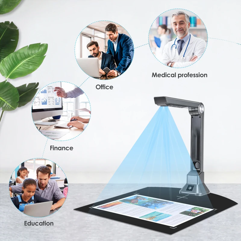 

Portable Document Camera, 10 MP High Definition Scanner Max A4 Size With Real-time Projection Video Recording For Office