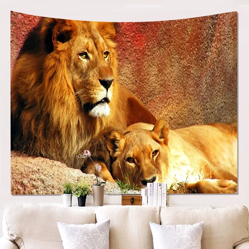 

New Tapestry Home Background Wall Decoration 3D Lion Wall Cloth Hanging Picture Tapestry Wall Decoration Tapestry Room Wallpaper