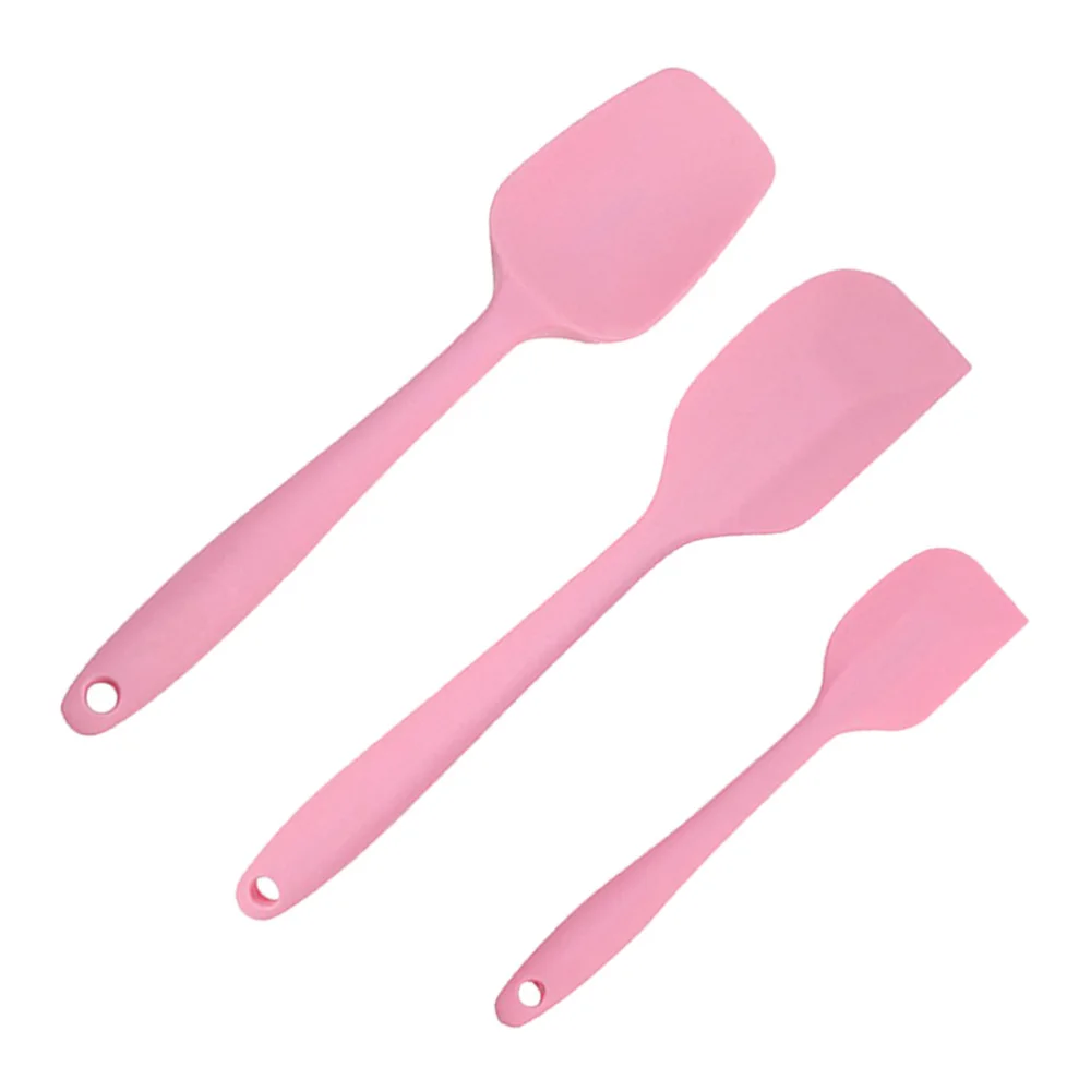 

3pcs/Set Multifunction Silicone Spatula Grip Scraper Cutter Kitchen Gadget Baking Tools for Butter Cake Cream Pastry (Red)
