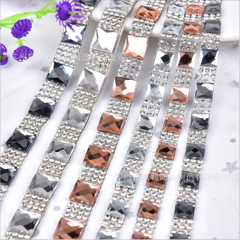 8 мм/10 мм квадратные стразы с прямой основой лента 5 ярдов/лот украшением в виде