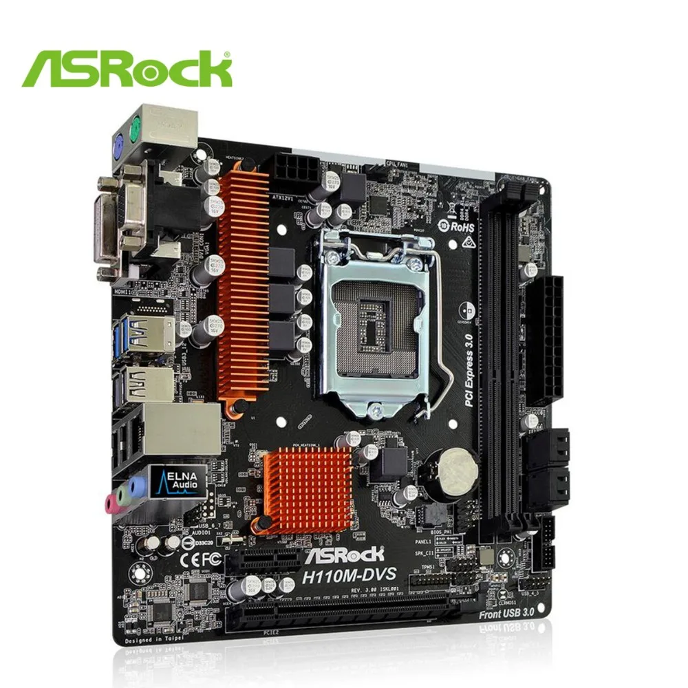 ASRock OEM H110M DVS материнская плата 2133 МГц Intel H110 Чипсет 4 * SATA 6Bb/s PCI USB3.0/2 0 DVI D/VGA