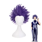Мой герой Академии Shinsou Хитоси Shinso фиолетовый короткий парик Косплэй костюм Boku без Хиро Академия волос вечерние парики