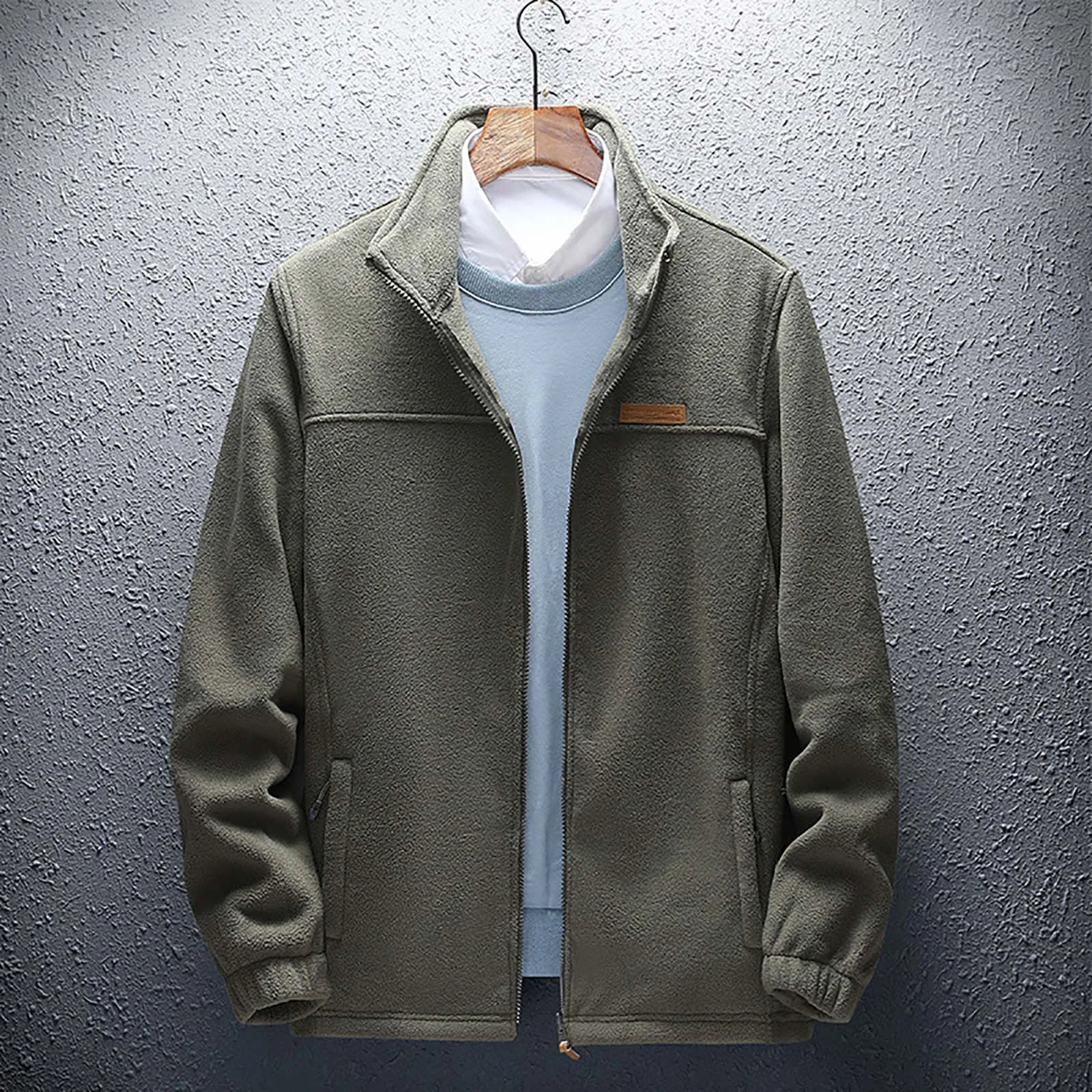 

Men's Varsity Jackets Winter Autumn Fashion Warm Fleece Ladies Casual Stand-collar Collar Jacket Casual Outwear Male Coat