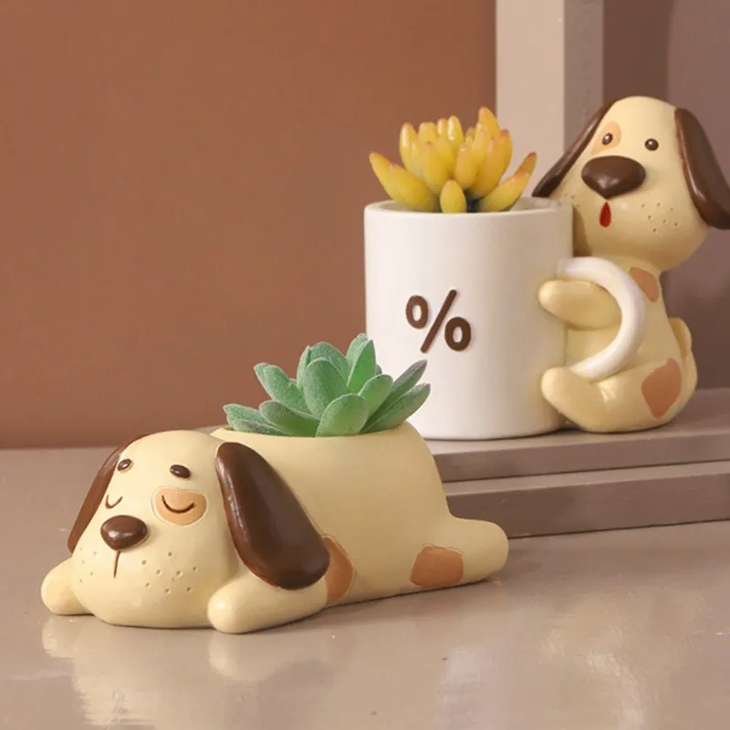 Цветочный горшок милая собака цветочный плантатор домашнее Садоводство