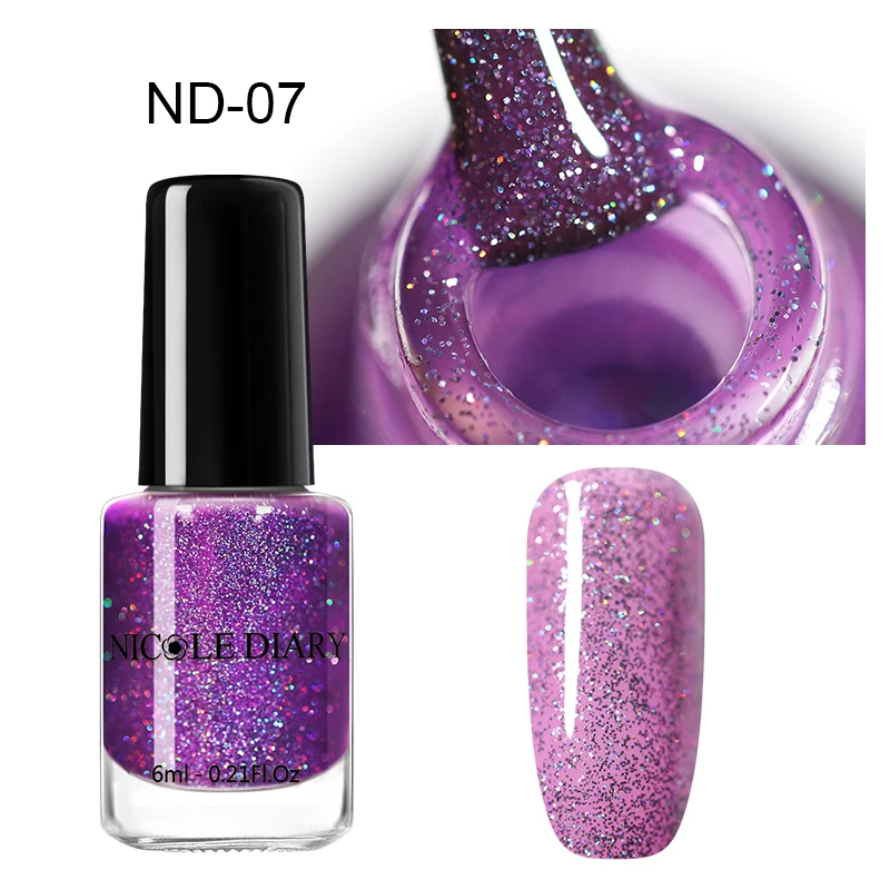 Glitter 07 NICOLE DIARY голографический лак для ногтей тепловой блеск Хамелеон Температура Изменение цвета маникюрный лак градиентный лак для ногтей - Цвет: Glitter 07