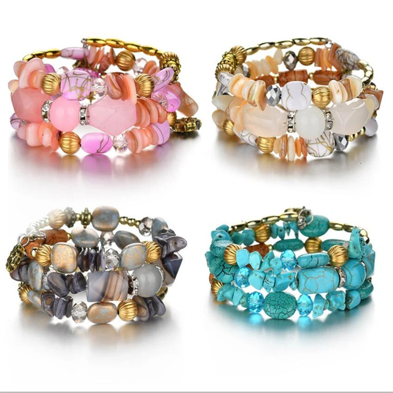 Браслет из нержавеющей стали с бусинами в виде вулканических камней|Плетеные