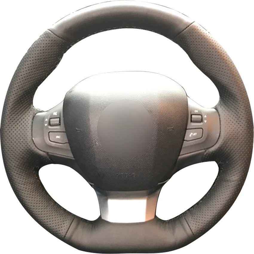 Черный натуральный кожаный чехол рулевого колеса автомобиля для Peugeot 308 2016