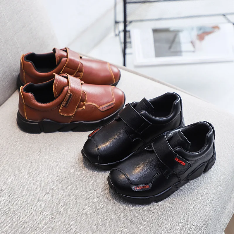 Мокасины детские кожаные лоферы Униформа плоская подошва строгие туфли для