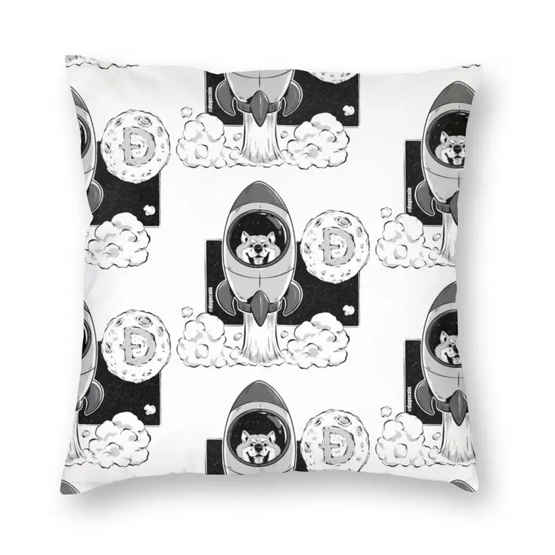 

Dogecoin To The Moon Cushion Cover 45x45 Decoration Print Bitcoin Crypto Throw Pillow for Living Room Double Side