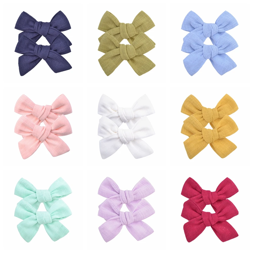 1 Pair 7.6*5.5 CM Fashion Handmade Bows Infant Hair Clip Solid Color Bowknot Ponytail Hairpin Baby Headwear Clothing Accessories