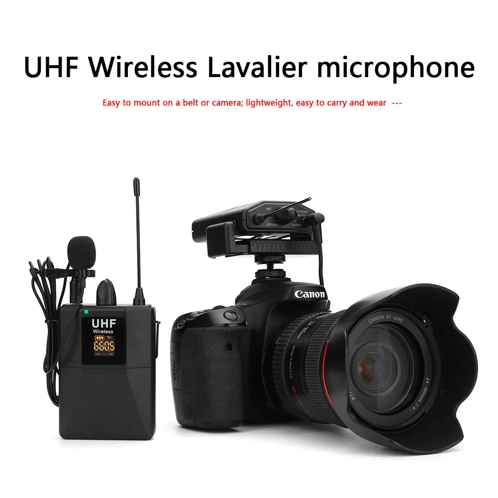 

20-CH UHF Wireless Lavalier Microphone System w/ Lapel Mic+Transmitter Receiver Condenser Recording Microfone Ultra-wide