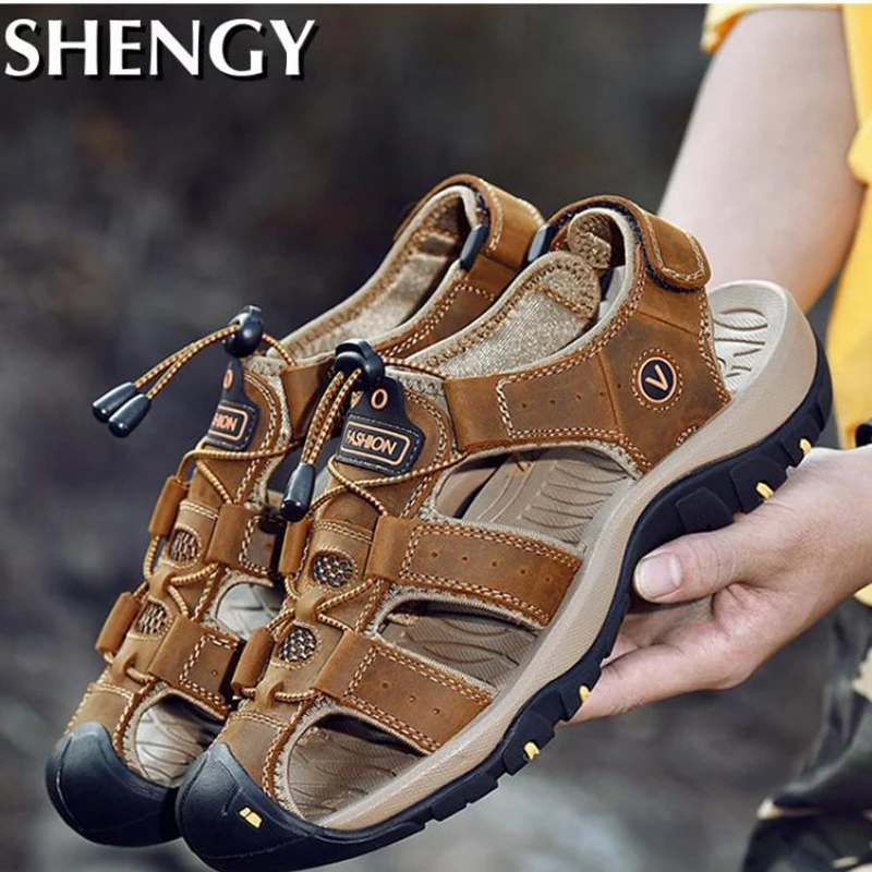 Сандалии мужские классические мягкая подошва удобные босоножки большие размеры