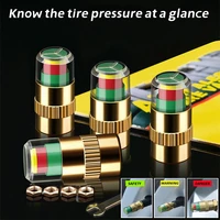 4pcs car tire pressure gauge alert monitor valve nipple cap sensor external valve detection tire pressure pure copper indicator