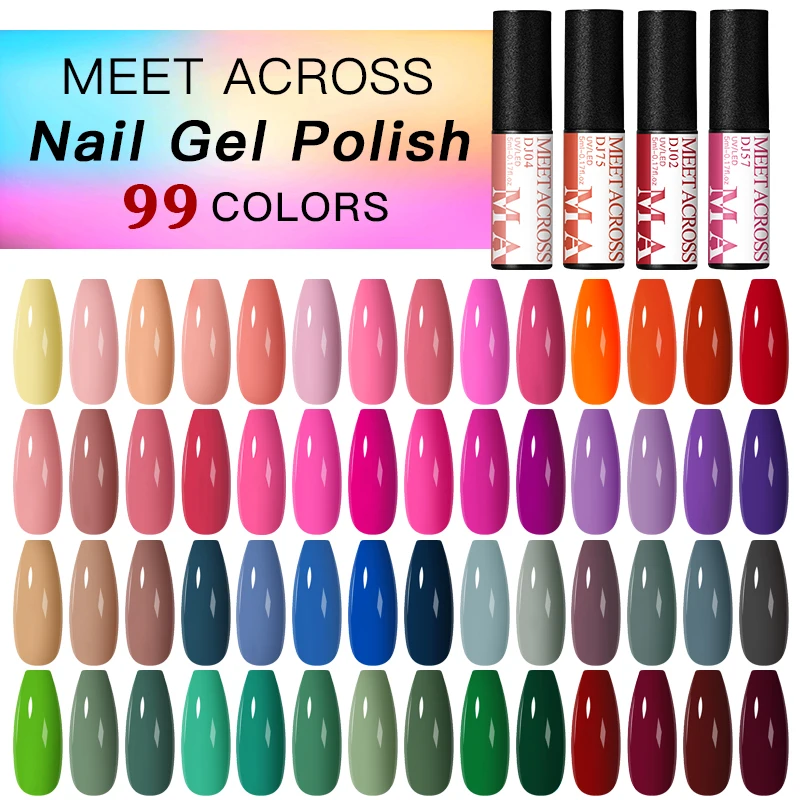 

Гель-лак для ногтей MEET ACROSS, 5 мл, полуперманентный УФ-светодиодный лак, все для маникюра, Лак яркого цвета, матовое Базовое покрытие
