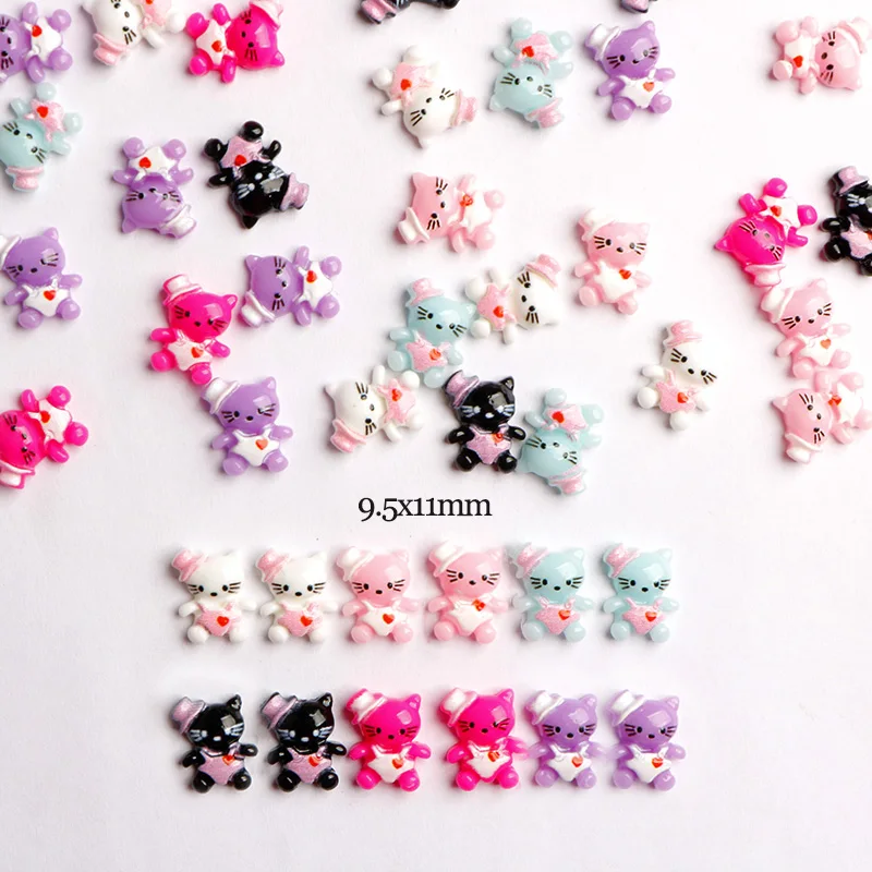 Новые плоские стразы из смолы с милым котом 9.5x11мм 3D для дизайна ногтей нанесение