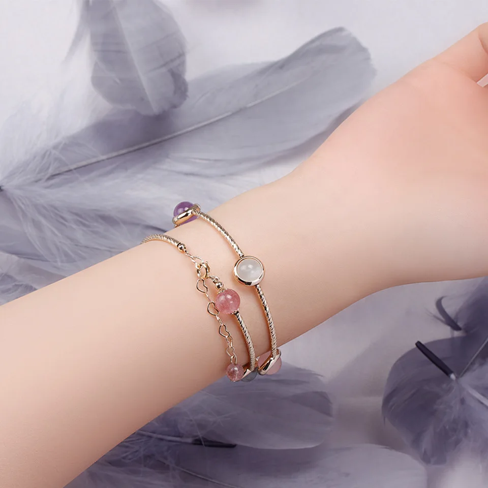 Двухуровневый браслет с радужным сахаром инкрустированные натуральными камнями