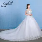 Женское Короткое свадебное платье, роскошное кружевное бальное платье со шлейфом, открытой спиной и вышивкой, V-образным вырезом, 2020