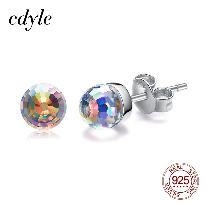 Cdyle 925 пробы серебряные серьги гвоздики украшенные кристаллами крошечные boucles