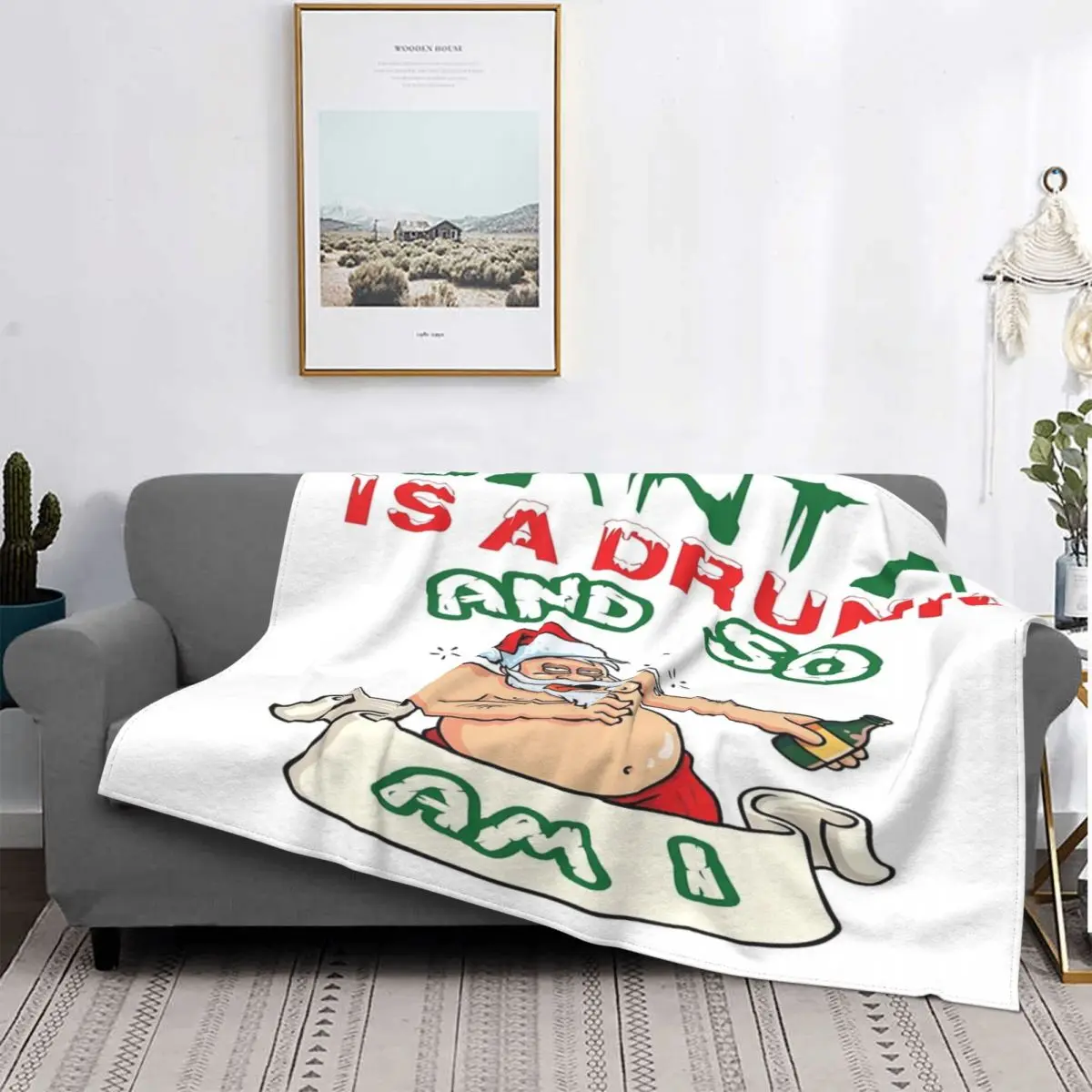 

Manta de Santa Is Drunk And So para invierno, colcha de cama a cuadros, manta de playa Kawaii, fundas de cama