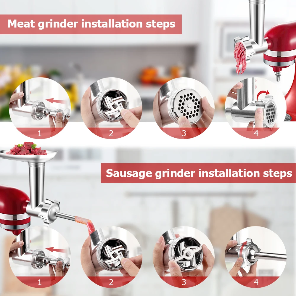 food grinder attachment slicer and shredder meat stuffer for kitchenaid stand mixer accessories free global shipping