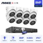 Сетевая Видеосистема безопасности ANNKE, 8 каналов, 4K, Ultra HD, POE, 8 Мп, H.265 + сетевой видеорегистратор с 8 шт., 8 Мп, защищенное от атмосферных воздействий, с IP-подсветкой