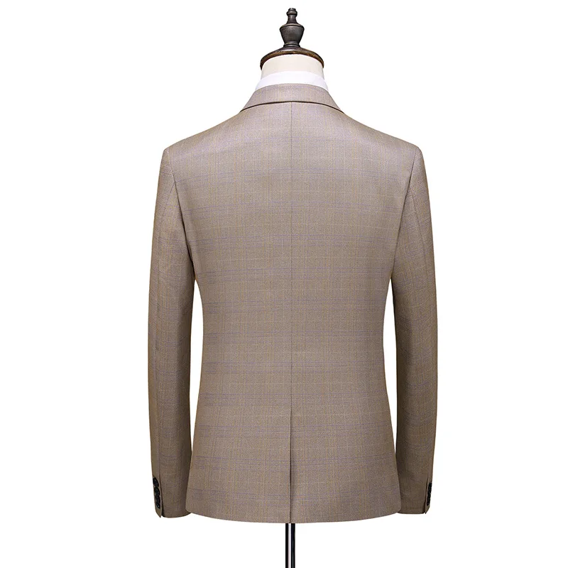 Size 6XL ( Jacket + Vest Pants ) New Fashion Boutique Plaid Casual Business Men's Suit Groom Wedding Dress Performance Tuxedo | Мужская