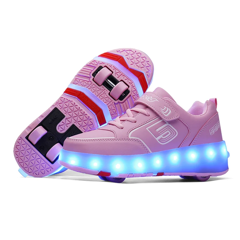

New Top Quality Girl Sneakers with Wheels Boys USB Charging Sports Trainers Four Wheel Sneaker Children Roller Skate Shoe Spring