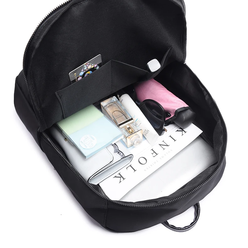 

Black trend Travel Rucksack Solid Color Simple Women Oxford Cloth Backpack 2021 Female Large Capacity Waterproof Mochila Bulsos