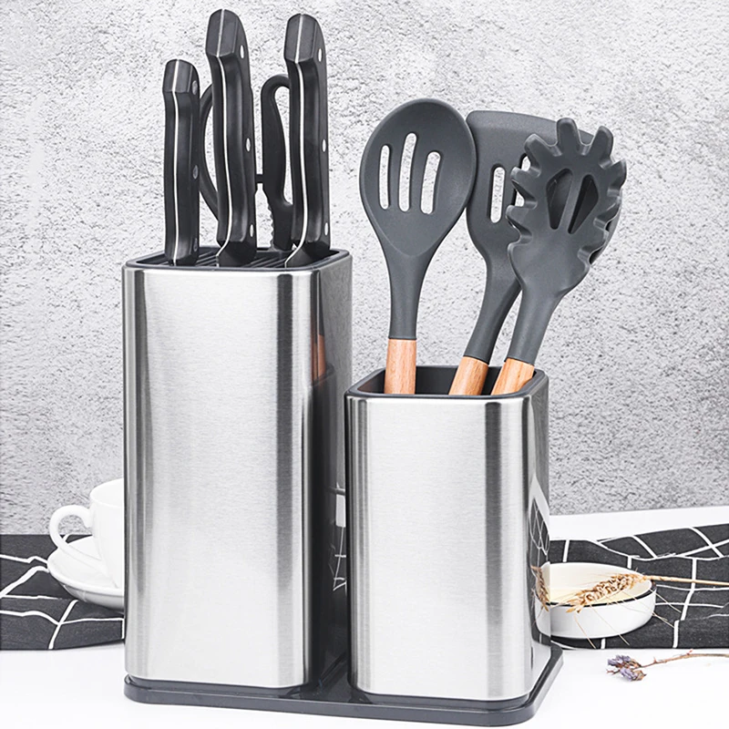 

Household Knife Holder 2 In 1Spoon Chopstick Storage Rack Stainless Steel Knives Holder Kitchenware Holders Kitchen Accessories