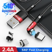 Магнитный кабель Elough usb-c, Micro USB, для iPhone, Samsung, Xiaomi, с поворотом на 540 градусов, для быстрой зарядки