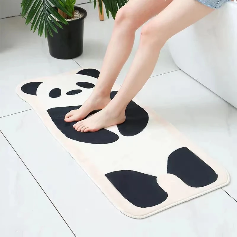 

Home Bedroom Living Room Floor Carpet Long Strip Household Room Bedside Cartoon Panda Fleece Anti-slip Kitchen Mat Bathroom Rug