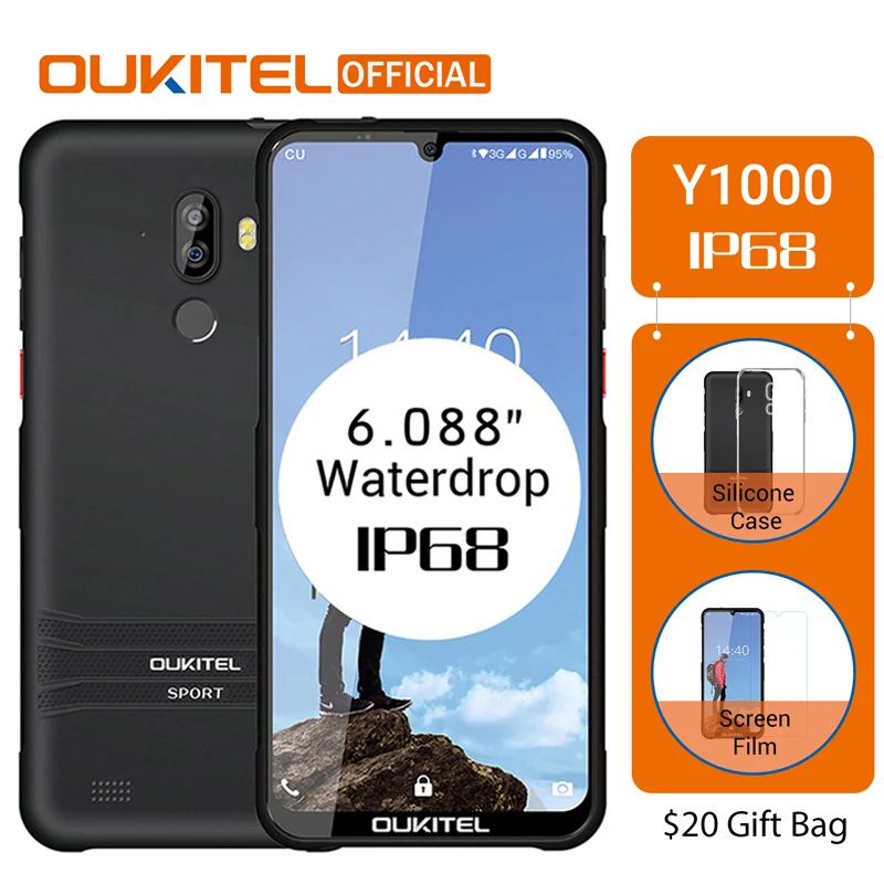 OUKITEL Y1000 Android 9,0 мобильный телефон 6,0" 19,5: 9 MT6580P 2 Гб ram 32 ГБ rom 3600 мАч отпечатков пальцев Смартфон