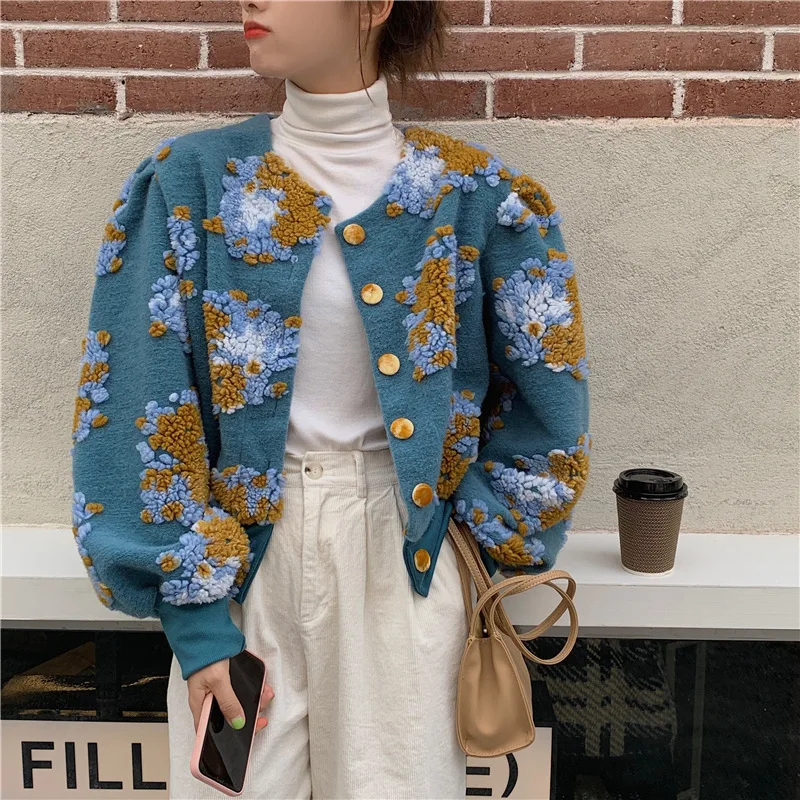 

Women's Jacket Floral Printed Long Sleeve O Neck Tops Sweatshirt Slim Womens Coats and Jackets Outwear Outfits