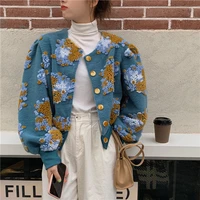 womens jacket floral printed long sleeve o neck tops sweatshirt slim womens coats and jackets outwear outfits