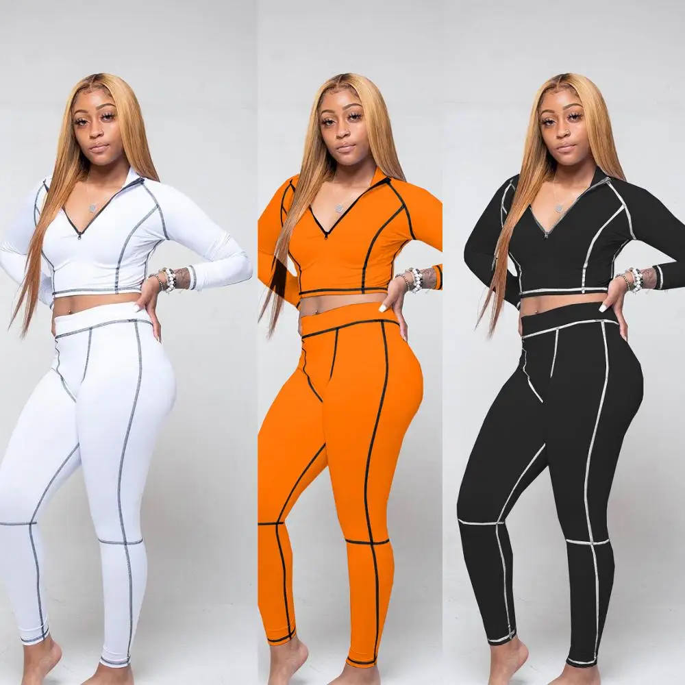 

Осенне-зимняя спортивная куртка из двух частей, брюки, уличный женский модный эластичный тонкий женский сексуальный комбинезон в европейск...