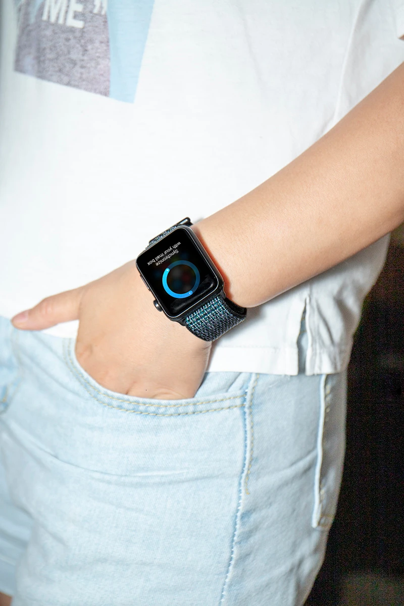 Высококачественный нейлоновый спортивный ремешок для Apple Watch, ремешок 44 мм, серия 5, 4, 3, 2, 1, дышащий тканый ремешок 42 мм, iwatch 40 мм, 38 мм