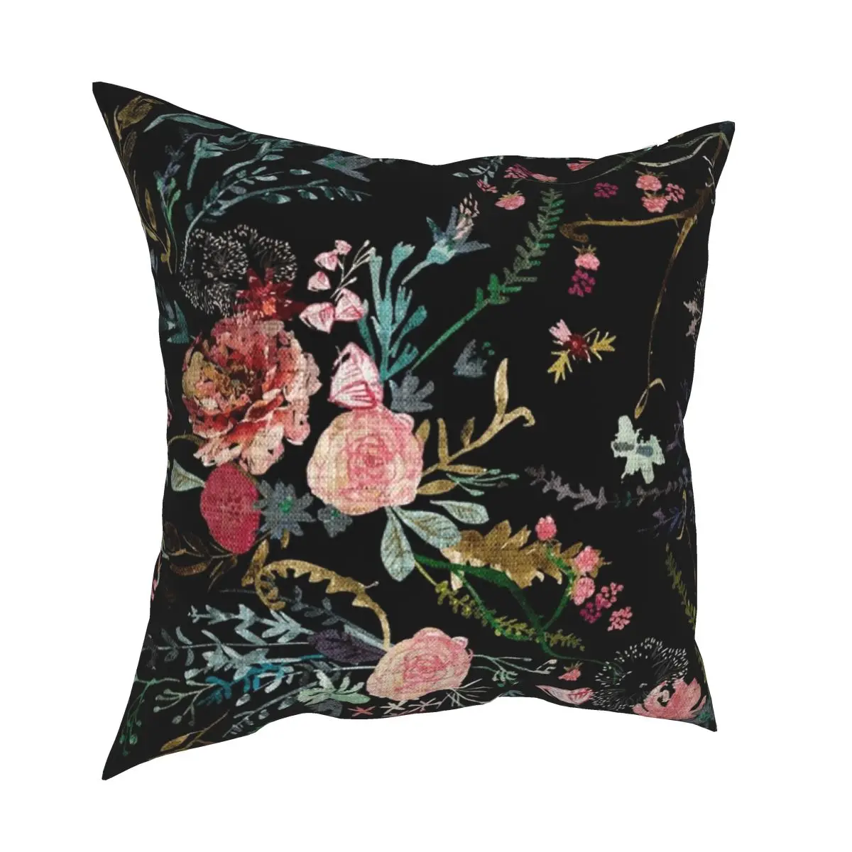 

Midnight Floral Square Pillowcase Printed Decor Throw Pillow Case Room Cushion Case