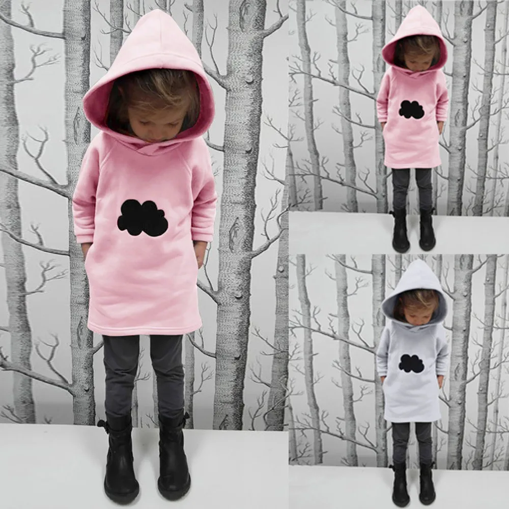 Детский свитер с капюшоном зимний хлопковый пуловер принтом облаков для