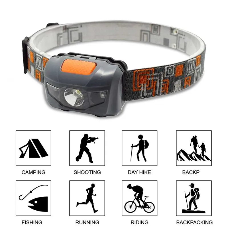 Головной мини-фонарь 4 режима бело-красный светодиод водонепроницаемый