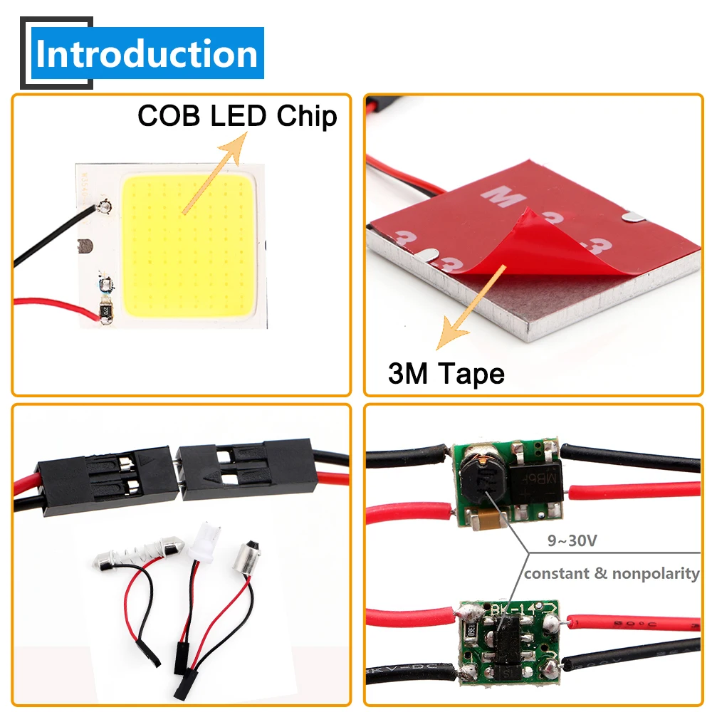 50X DC12/24V COB 48 SMD Светодиодная Панель светильник для грузовых автомобилей чтение