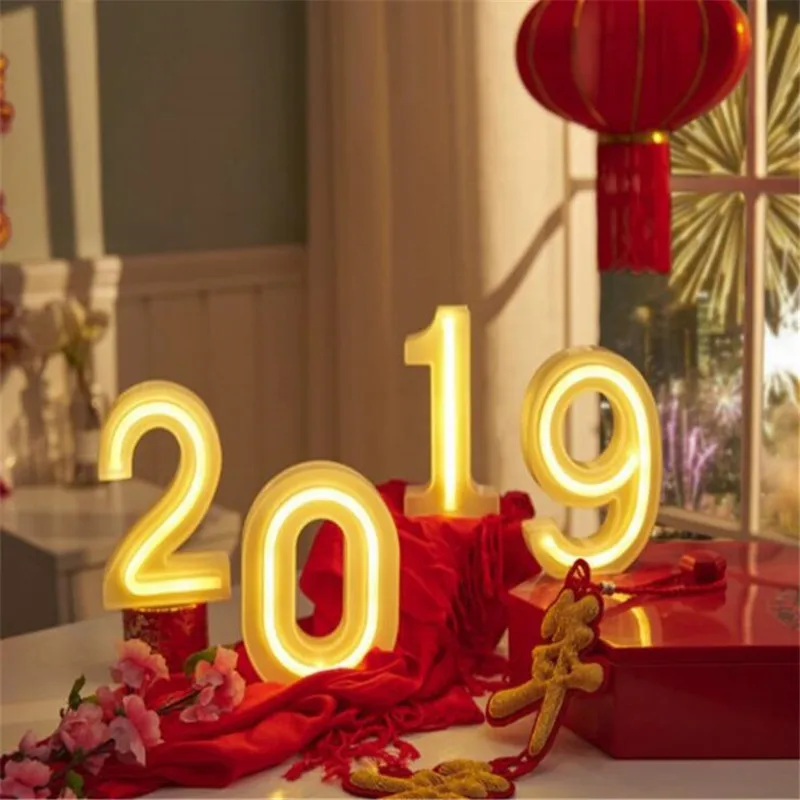 16CM Height 3D White Letters Wedding Decoration Ornaments 0-9 Numbers LED Light Indoor Wall Hanging Birthday Party Xmas Decor