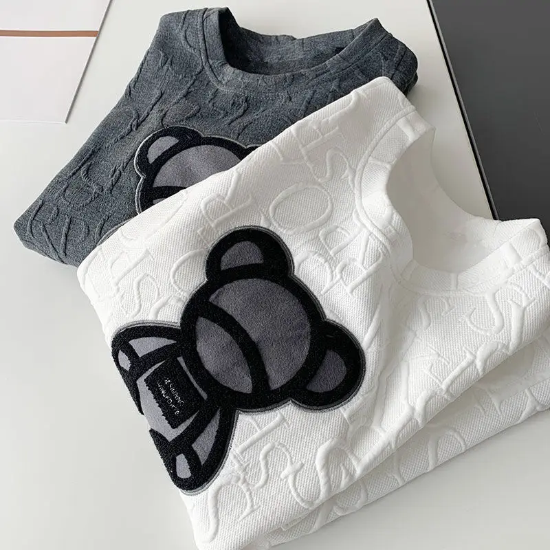 

2021 Spring and Summer Three Dimensional Relief Cartoon Bear Korean Version Of Loose Baby Children's Short-Sleeved T-Shirt