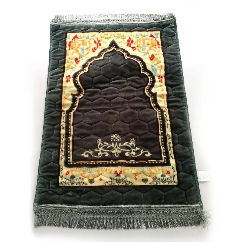 Черное мусульманское Молитвенное одеяло коврики для поклонения Рамадан