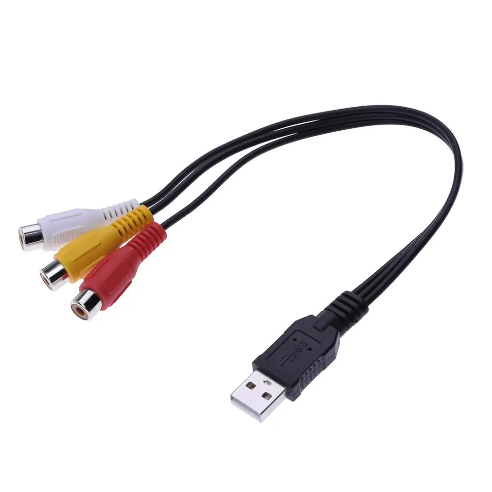 

Кабель-Переходник USB A/3 RCA AV A/V для ТВ, 0,3 м, черный